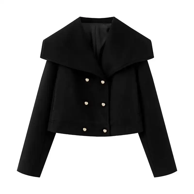 Cropped Oversized Shawl Collar Bomber Jacket