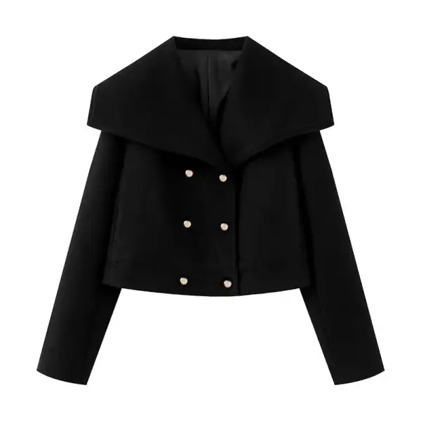 Cropped Oversized Shawl Collar Bomber Jacket