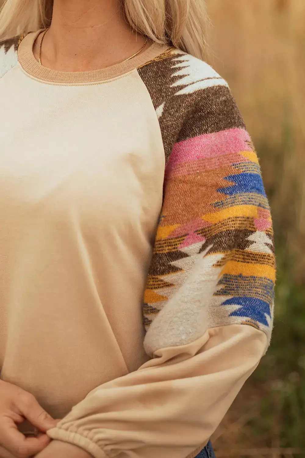 Bubble Sleeve Patchwork Graphic Sweatshirt