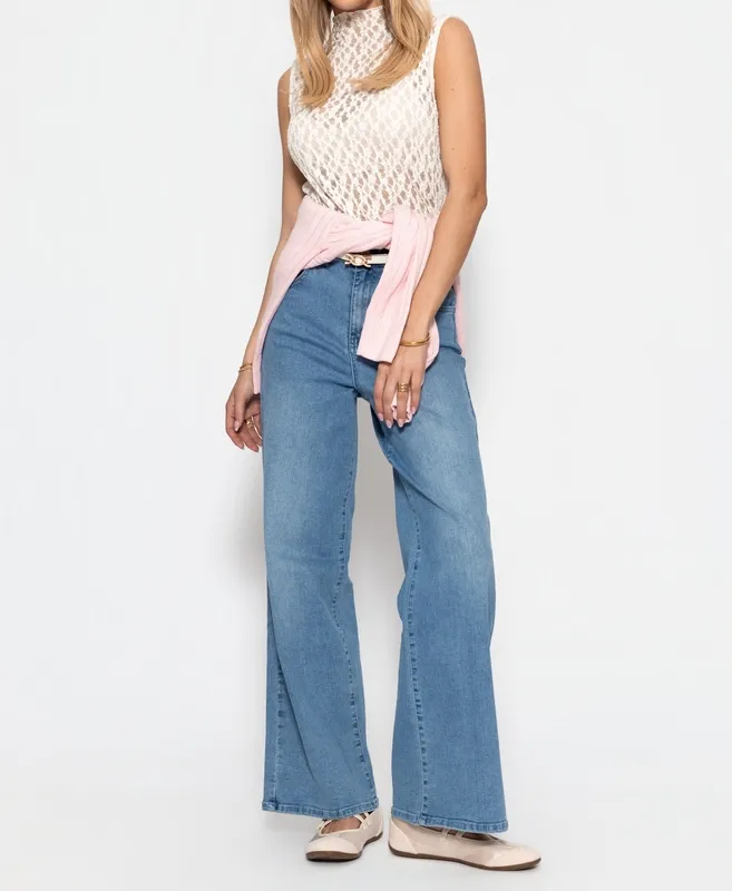 Off White Lace Stand Collar Top