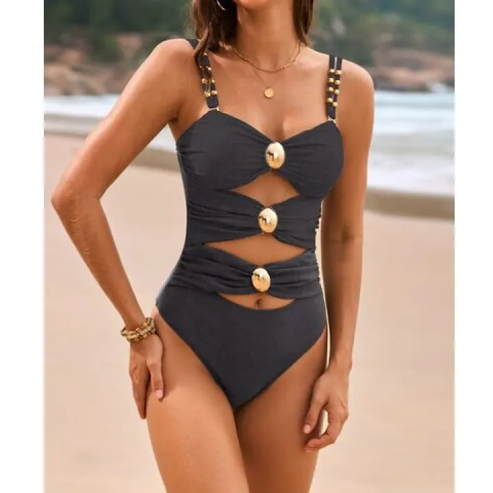 Women's Ruched Cutout Sweetheart-Neck One-Piece Swimsuit
