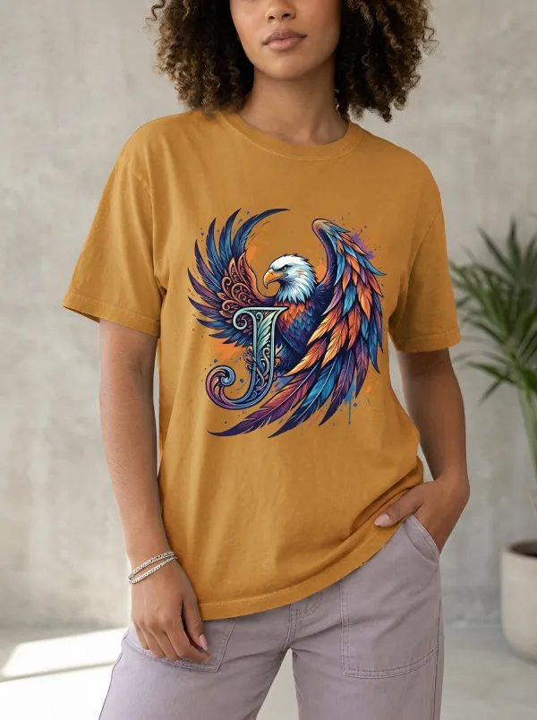 Women's Eagle Vintage Inspired Feather Graphic T-Shirt