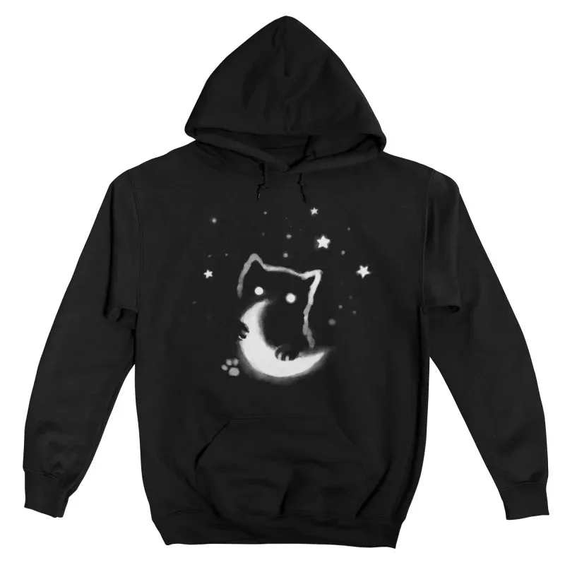 Whimsical Cat Moon Hoodie, Fantasy Fans' Pick