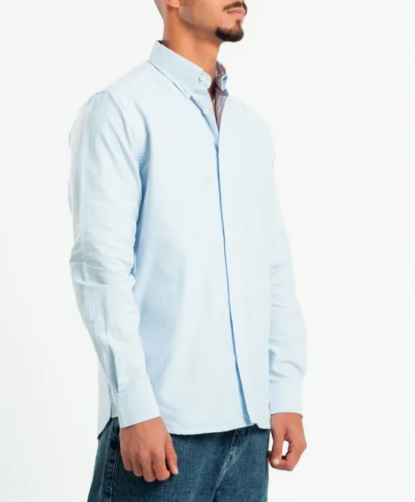 Sky Blue Structured Button Front Shirt