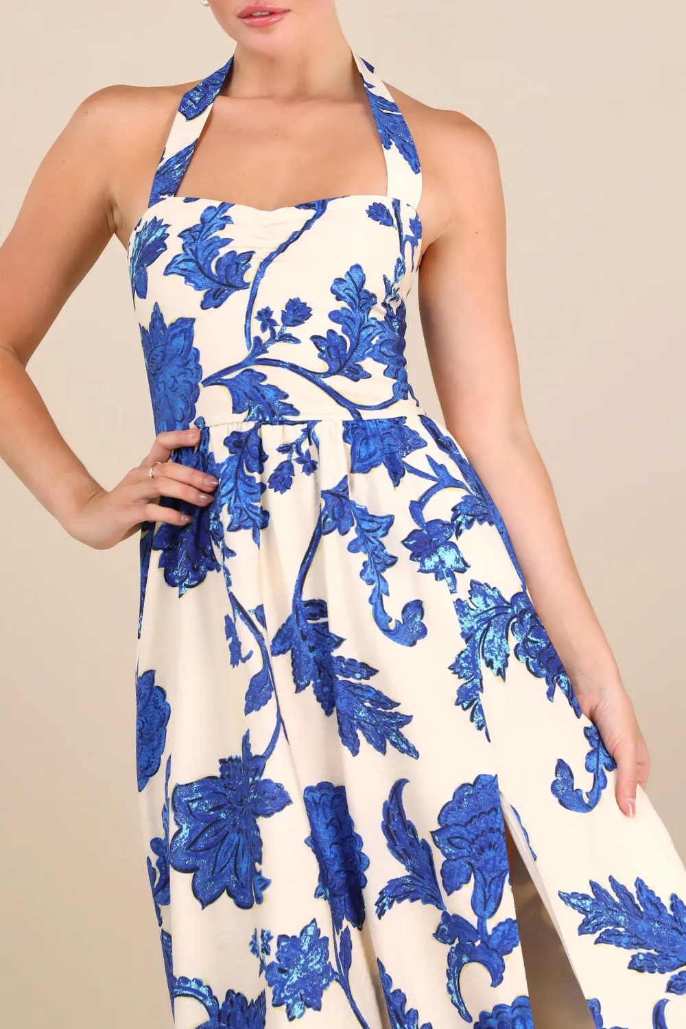 Casual Style Floral Halter Maxi Dress