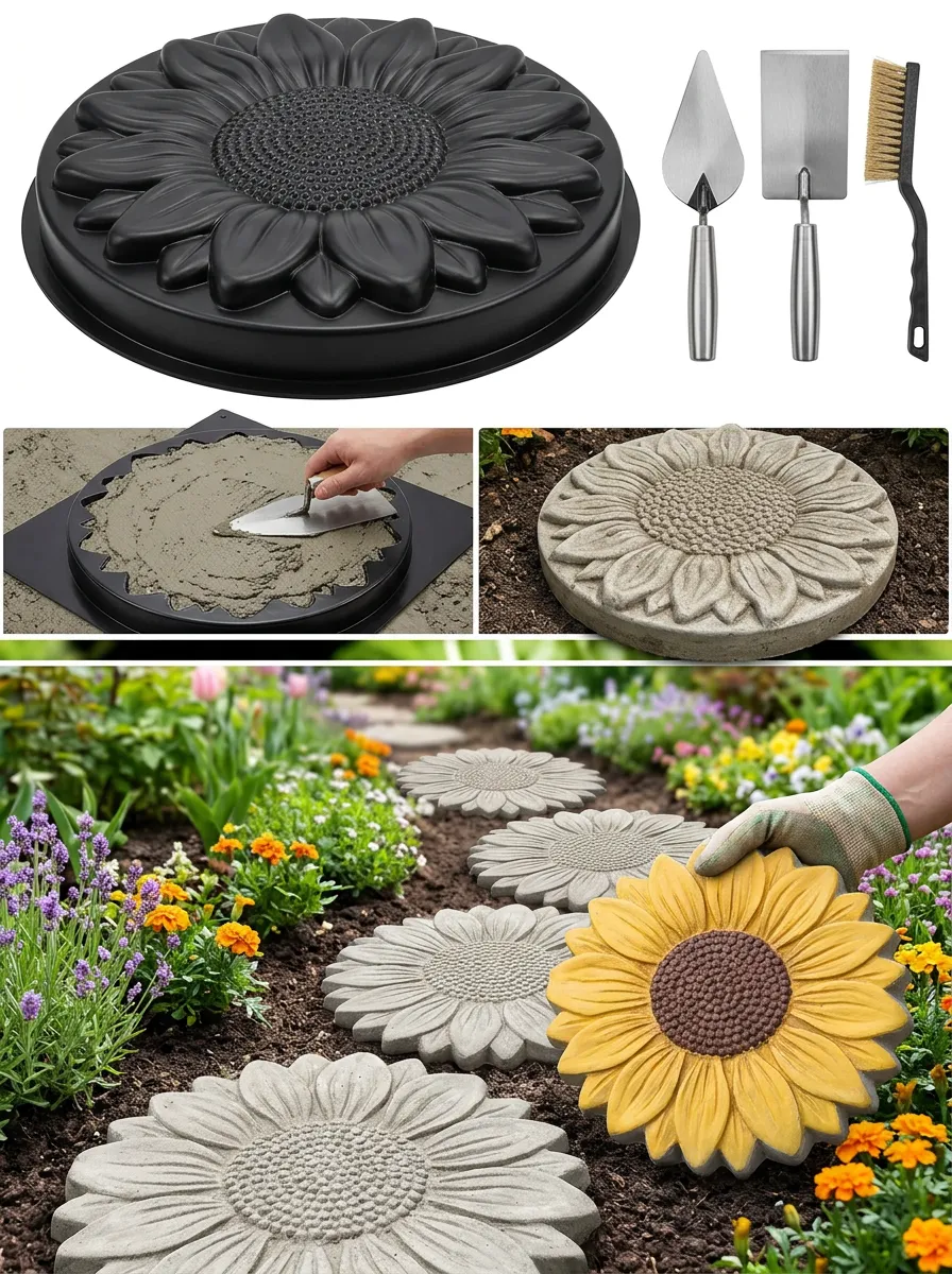 Sunflower Concrete Stepping Stone Mold Kit