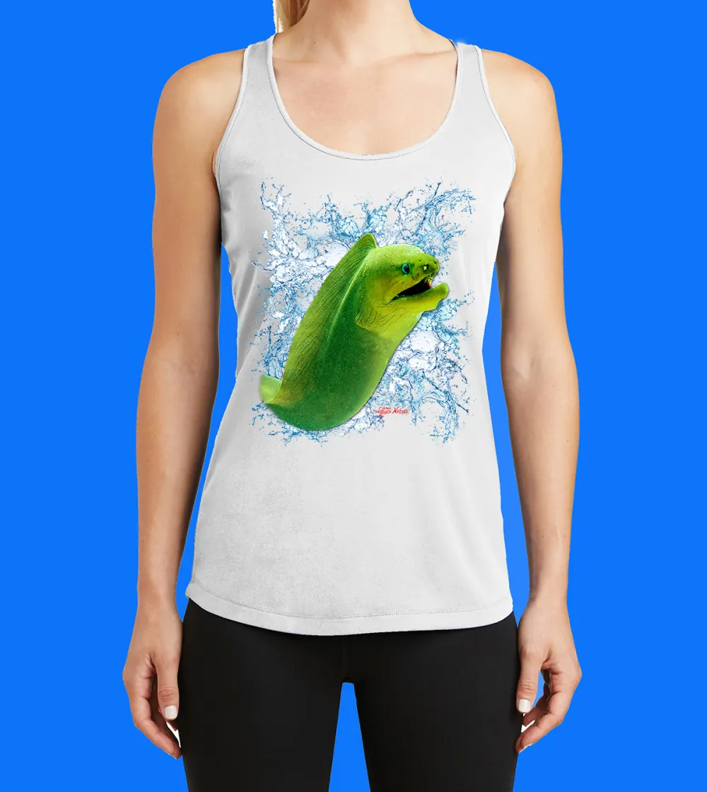 Green Moray Head With Splash Printed Racerback Tank Top