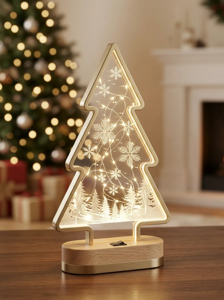 Festive Snowflake Forest Look Christmas Light-Up Tree Decor