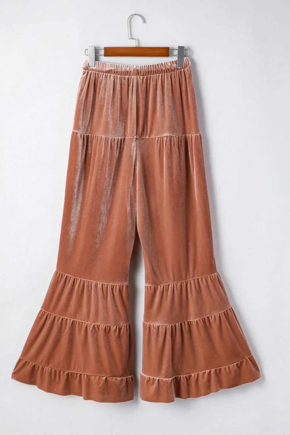 Lace Detail High Waist Flared Tiered Casual Pants