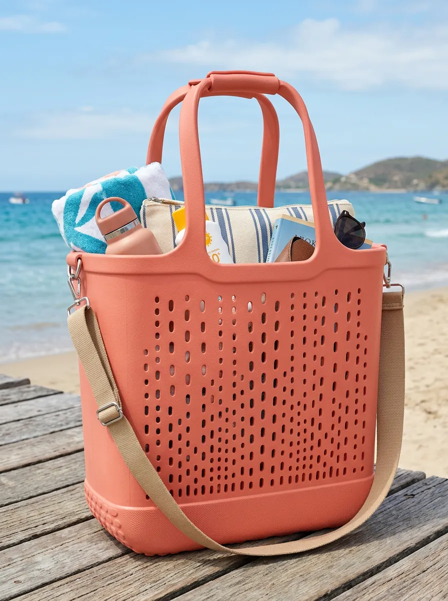 Coastal Perforated Vacation Perforated Beach Tote Bag