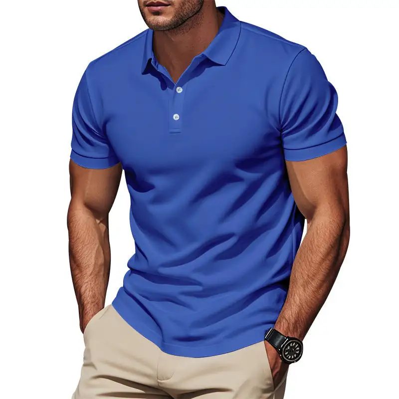Pique Button Placket Short Sleeve Polo Shirt