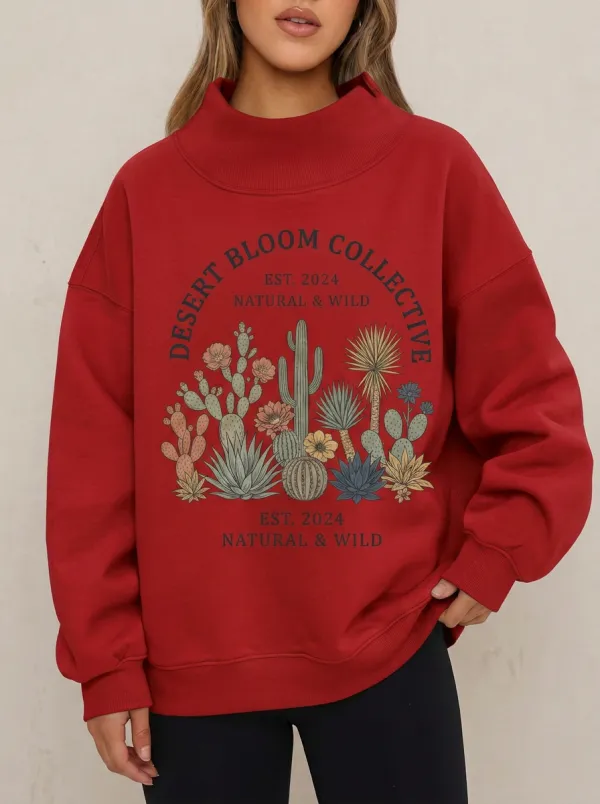 Women's Desert Bloom Cactus Botanical Printed Sweatshirt