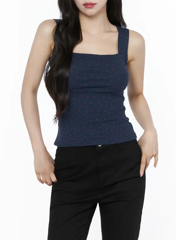 Heart Polka Dot Tank Top