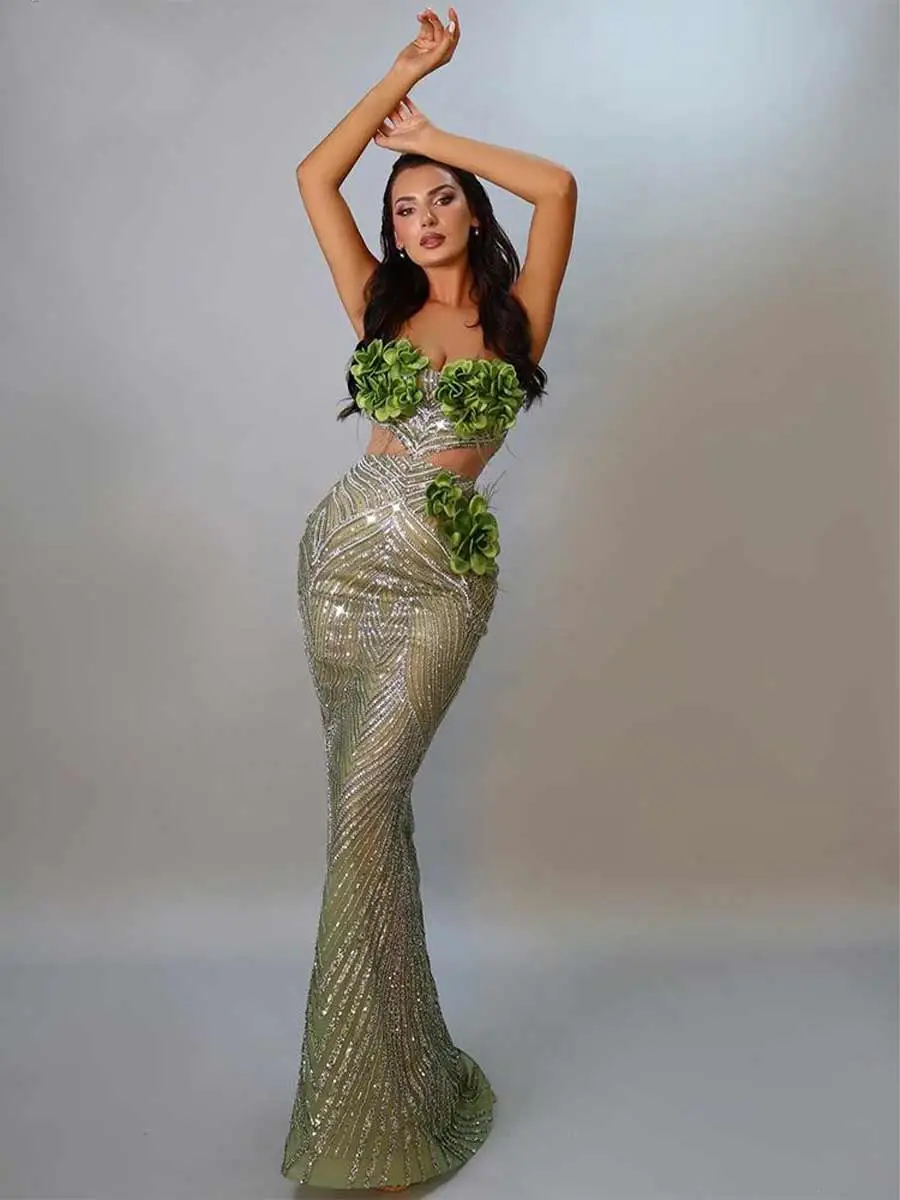 Calliope Floral Sequined Maxi Dress