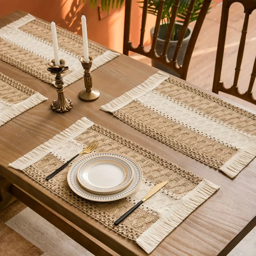 4 Pcs Tassel Edge Woven Placemat