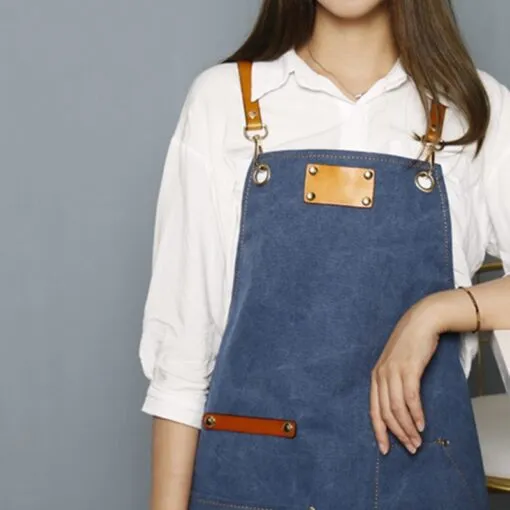 Everyday Canvas Leather Strap Crossback Kitchen Work Apron