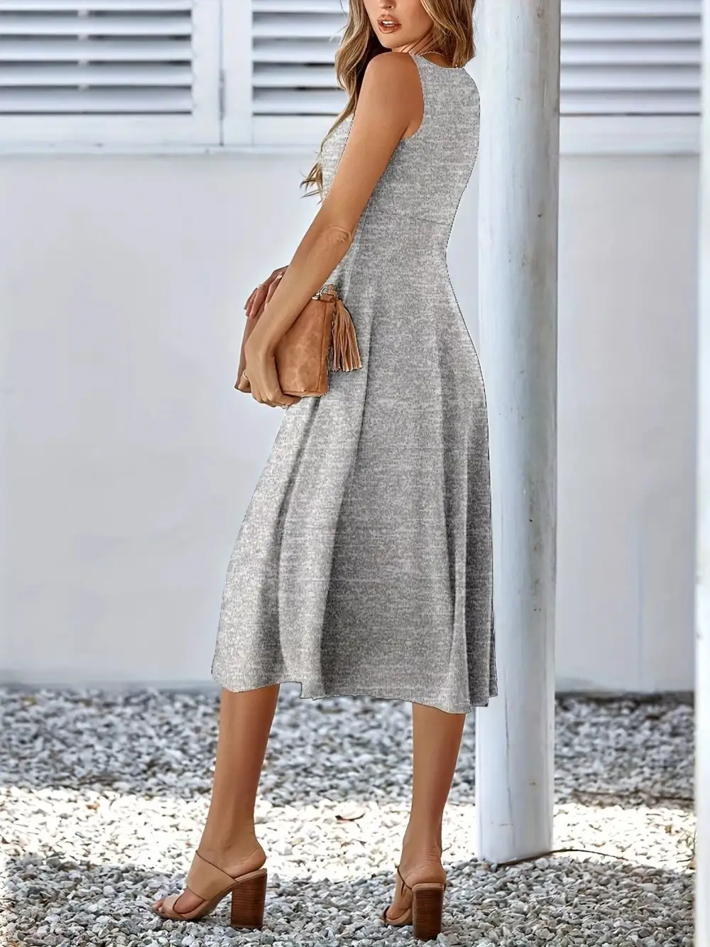 Elegant A Line Sleeveless Midi Dress