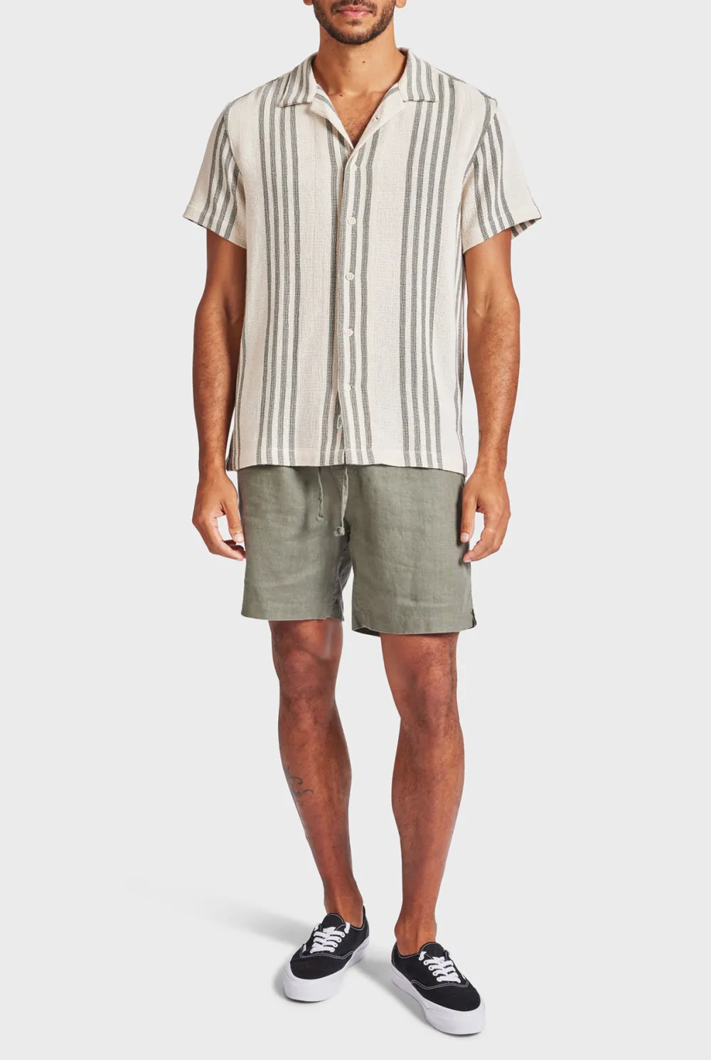 Vertical Stripe Short Sleeve Shirt-Seasponge