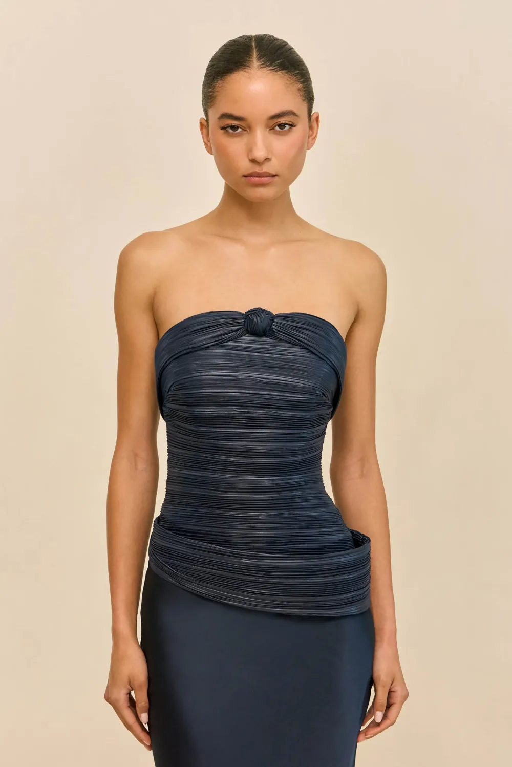 Noelle Blue Strapless Slim Fit Elegant Maxi Dress