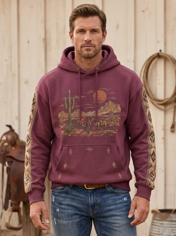 Range Rider Horse Desert Graphic Men's Western Sweatshirt