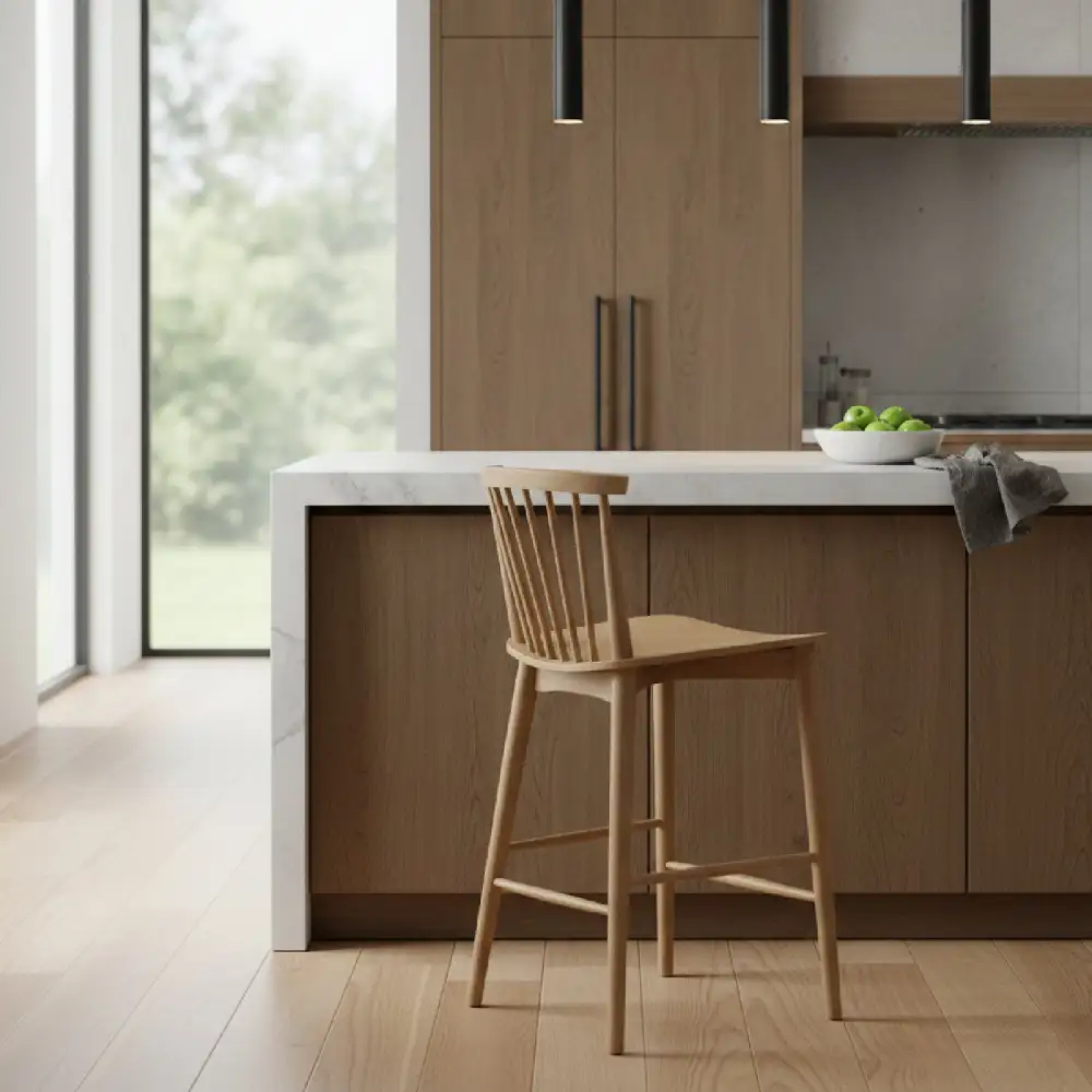 Wood-Framed Contemporary Counter Stool
