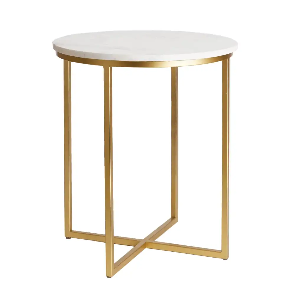 Marble Top Brass Detail Side Table