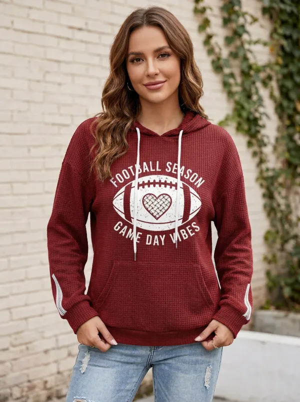 Women's Gridiron Season Heart Graphic Waffle Hoodie