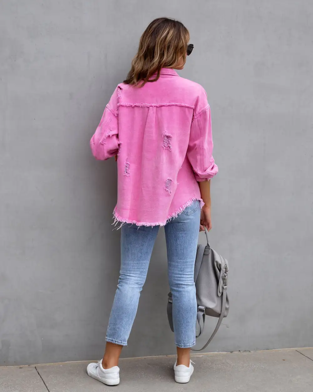 Distressed Shirt Style Jacket