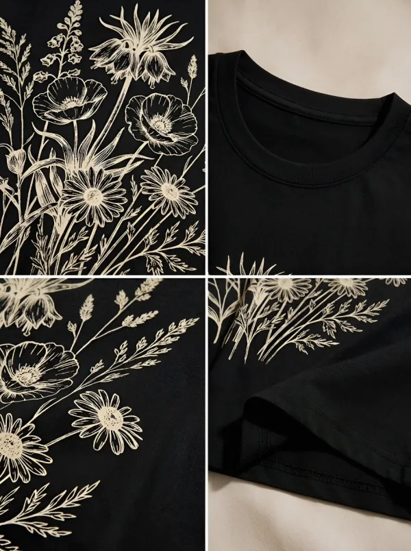 Unisex Nature Lover Wildflower Bouquet Printed T-shirt
