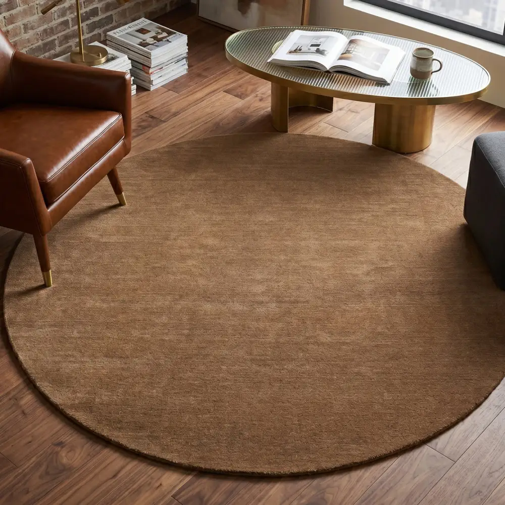 Hand-Loomed Wool Fringe Round Carpet