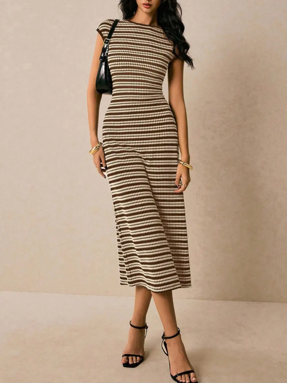 Bodycon Cotton Striped Midi Dress
