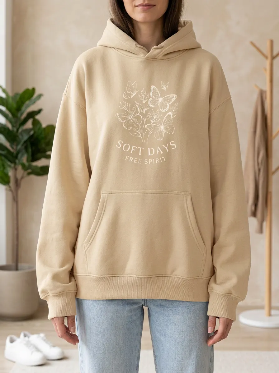 Soft Days Butterfly Floral Nature Hoodie