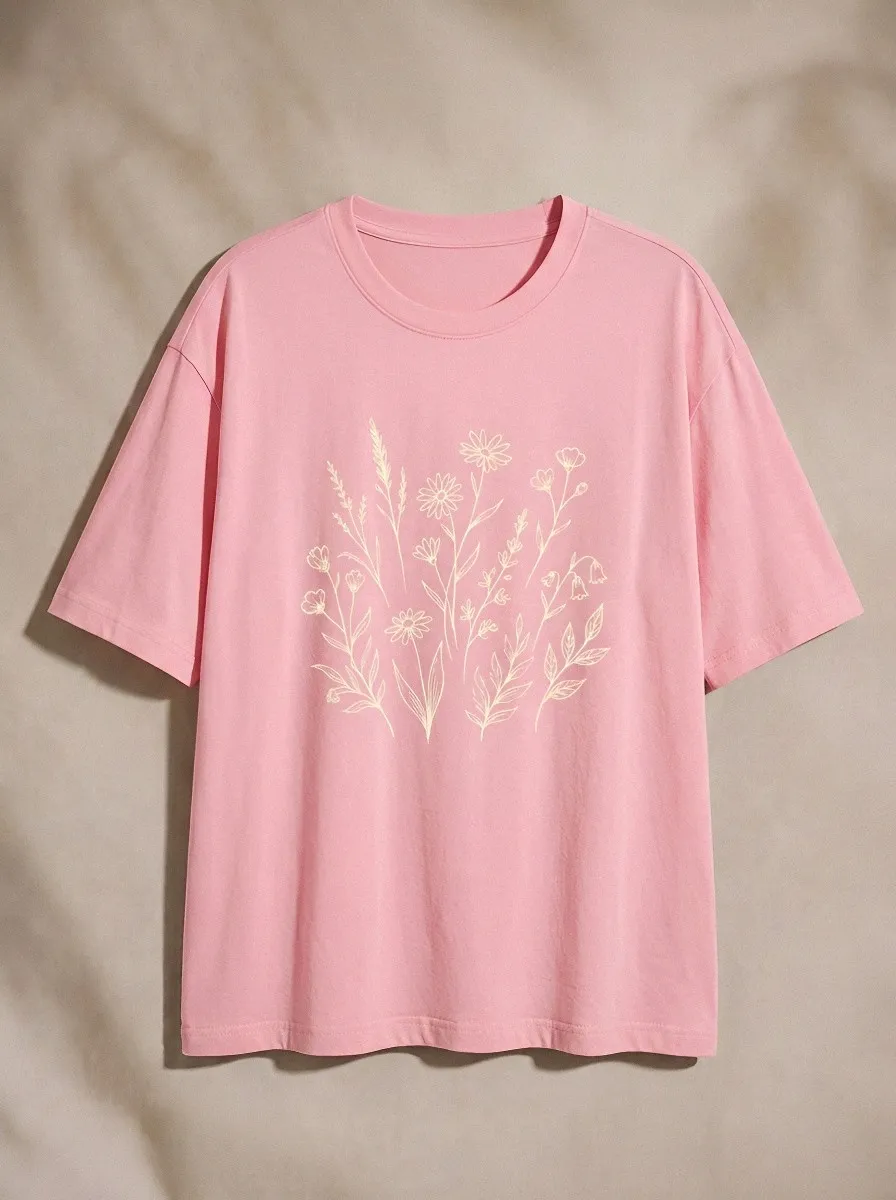 Unisex Botanical Nature Lover Wildflower Printed T-shirt