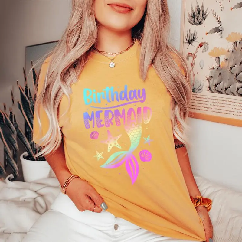 Birthday Mermaid Party N Girl Mermaid Women Women's Oversized Comfort T-Shirt