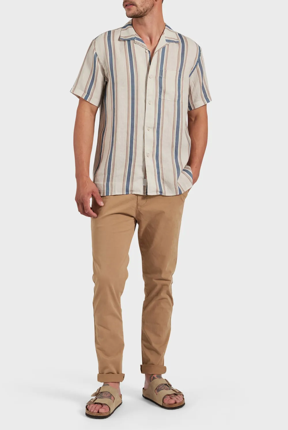 Casual Button Up Shirt-Natural