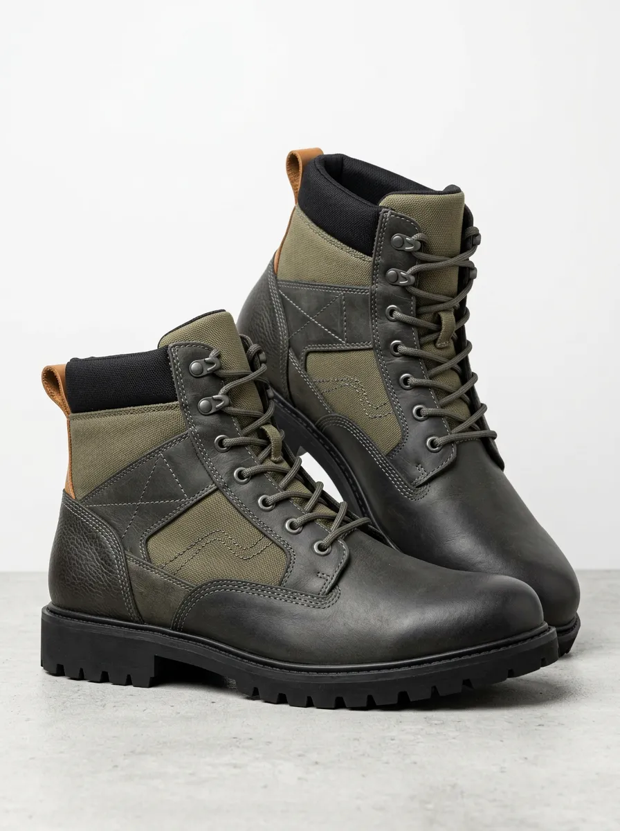 Unisex Everyday Outdoor Tactical Leather Print Work Boots