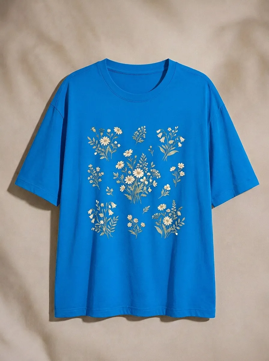 Women's Botanical Nature Lover Wildflower Printed T-shirt