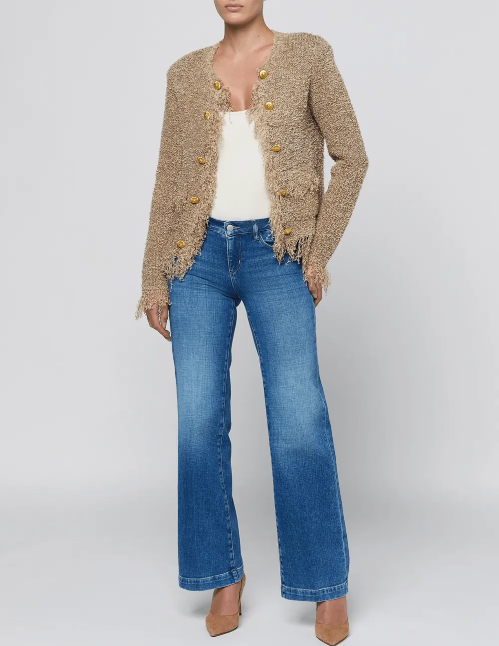 Wool Silk-Blend Button-Front Slim-Fit Cardigan