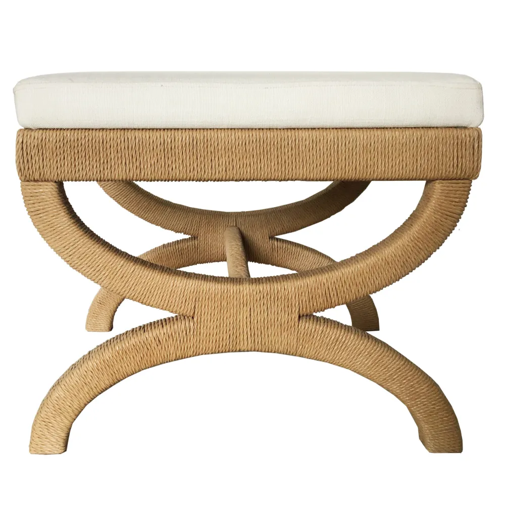 Classic Linen Upholstered Ottoman