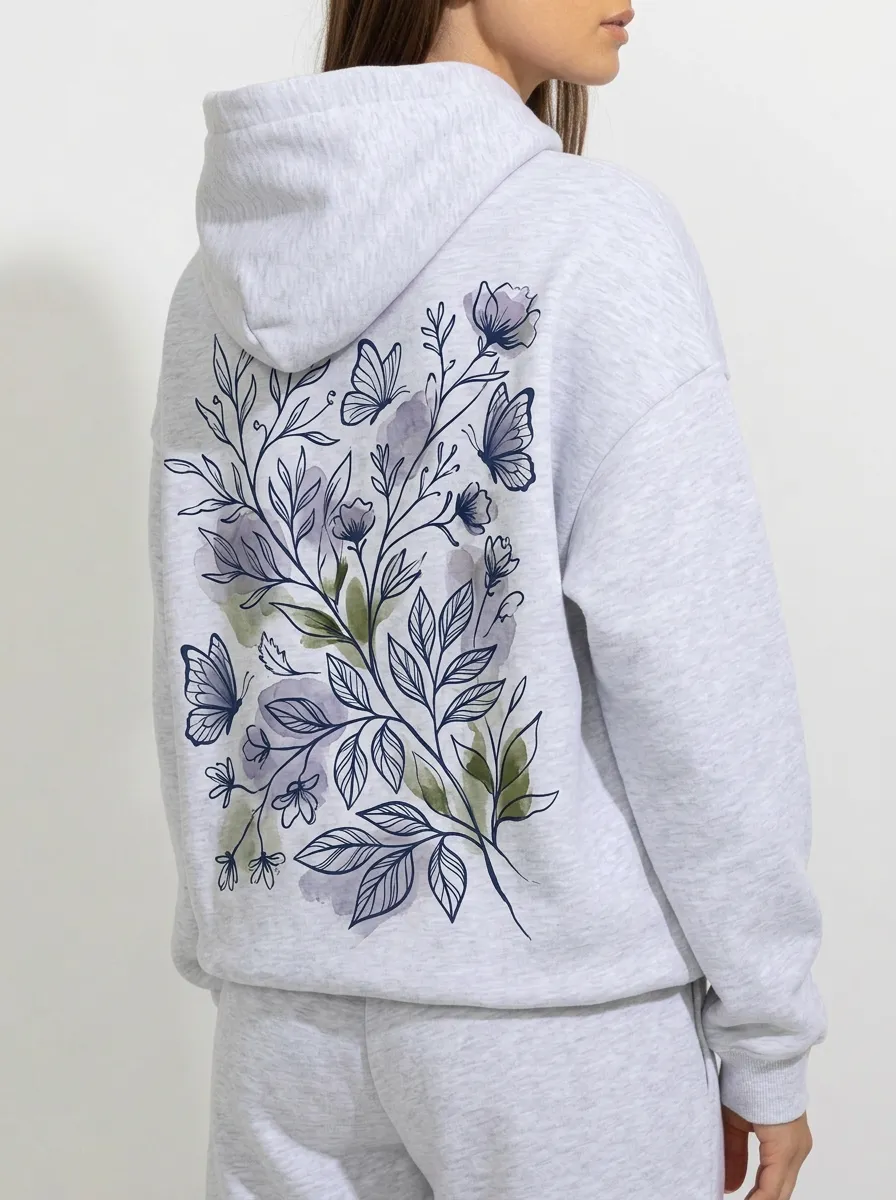Women's Floral Butterfly Nature Aesthetic Printed Hoodie