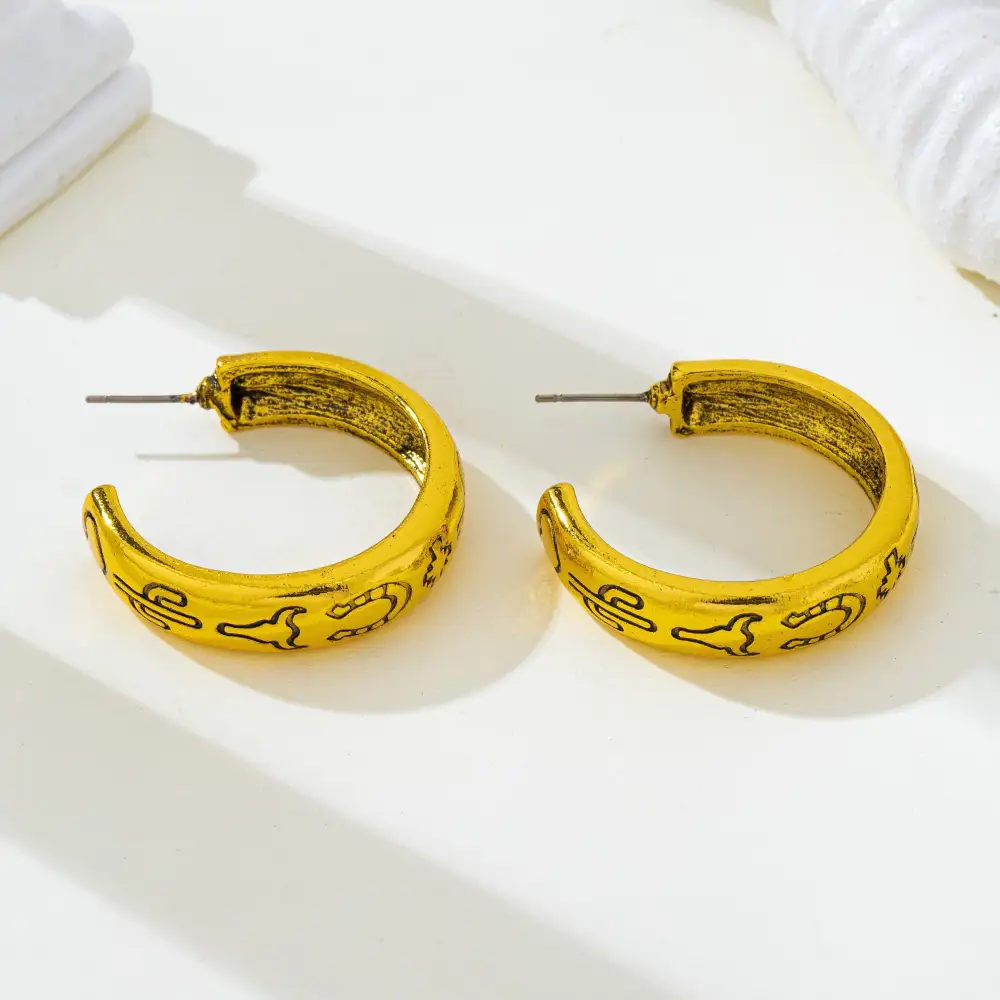 Western Icon ngraved Tone Hoop