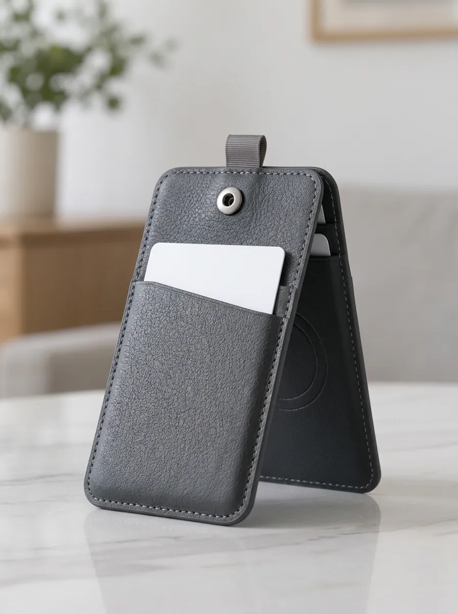 Leather Magnetic Phone Card Holder