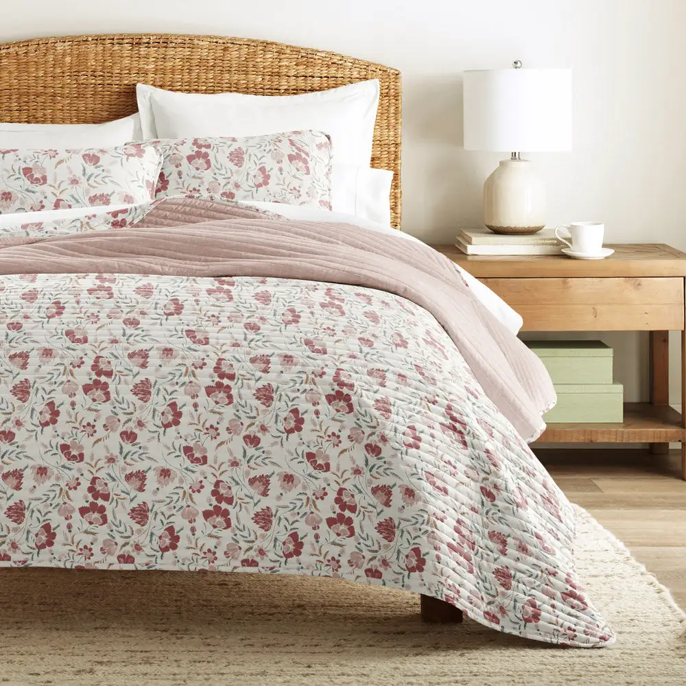 French Jacobean Reversible Quilted Coverlet Set