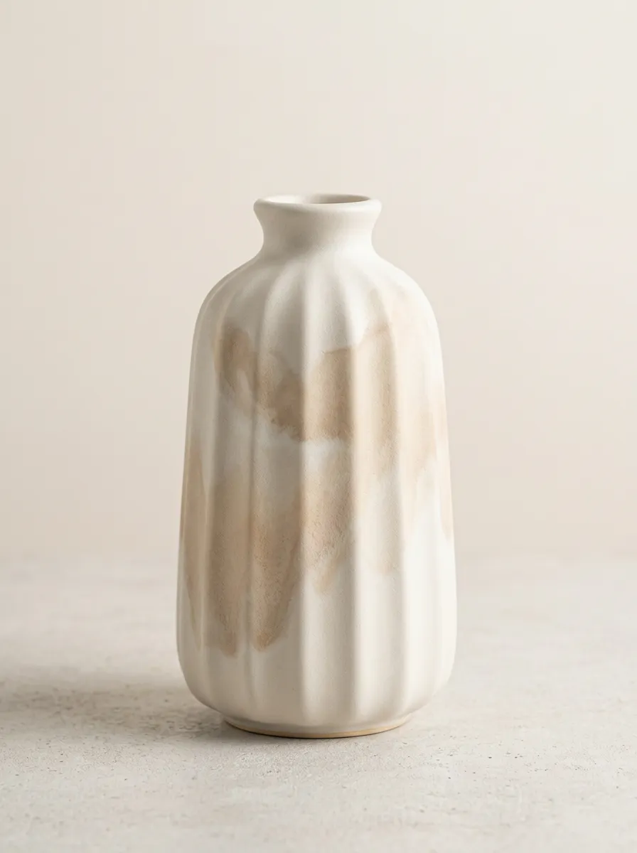 Modern Watercolor Ribbed Ceramic Table Vase