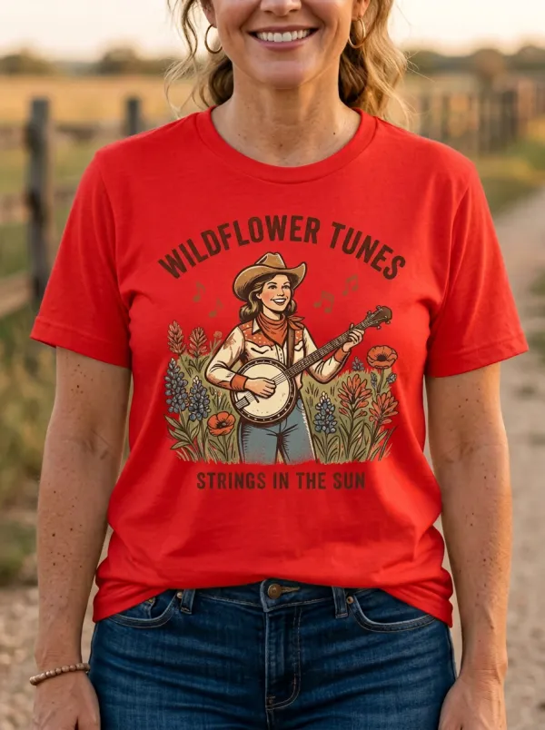 Western Banjo Country Music Graphic T-Shirt