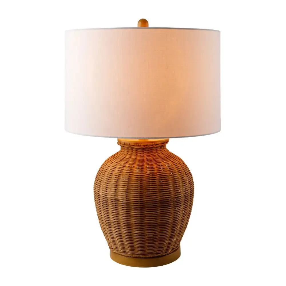 Linen Shade Metal Rattan Linen Table Lamp