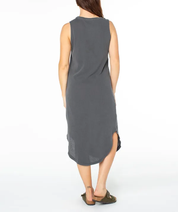 Cartoon-Printed Sleeveless Round-Neck Long Dress