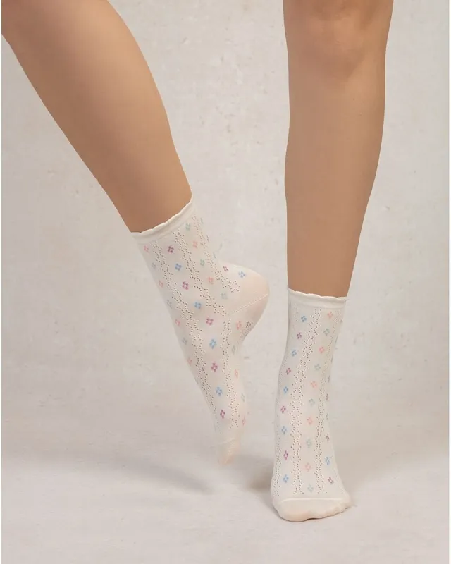 Cotton Diamond Openwork Socks