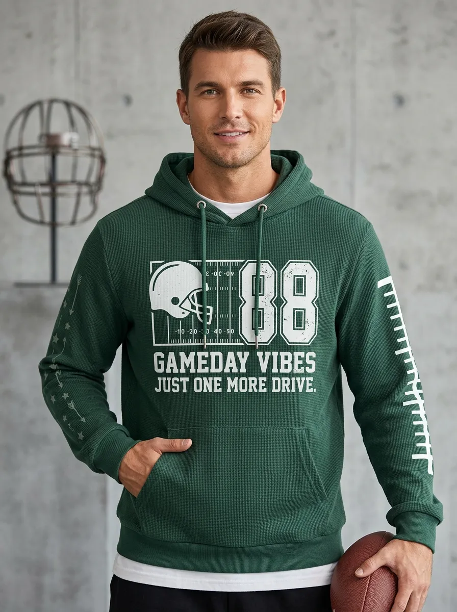Men's Football Gameday Vibes 88 Helmet Graphic Printed Hoodie