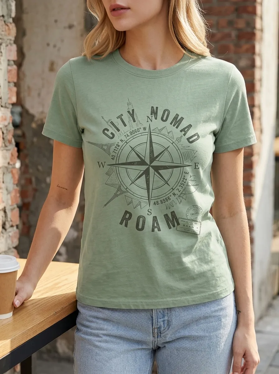 Travel Lover Compass T-Shirt Casual